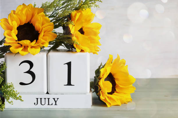 istock July 31st Calendar Blocks with Beautiful Sunflowers 2195759879