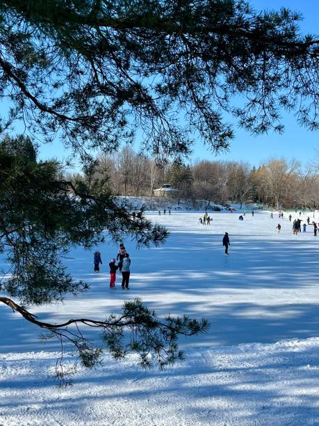 istock Skating on a frozen lake 2195764044