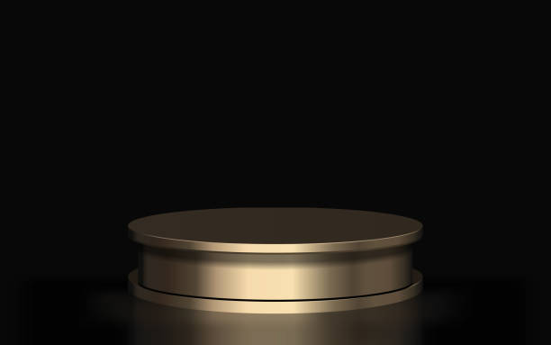 istock 3D empty round podium mockup for showing any product. Abstract minimal geometric podium composition. Like scene, studio, showroom, showcase 2195764243