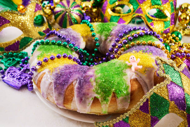 istock Mardi Gras Celebration. Colorful Mardi Gras King Cake 2195766934