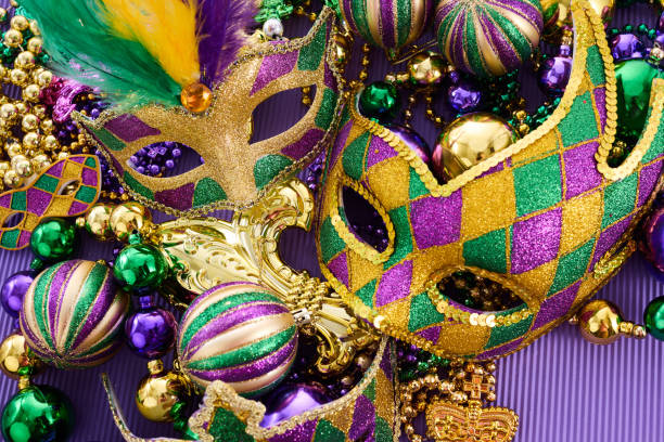 istock Mardi Gras Celebration. Colorful Mardi Gras masks and beads 2195768114