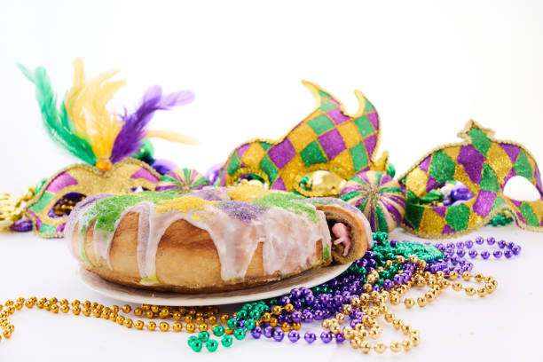 istock Mardi Gras Celebration. Colorful Mardi Gras King Cake 2195768682
