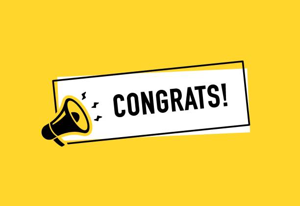 istock Megaphone with congrats speech bubble. Loudspeaker. Banner for business, marketing and advertising. Vector illustration 2195774080