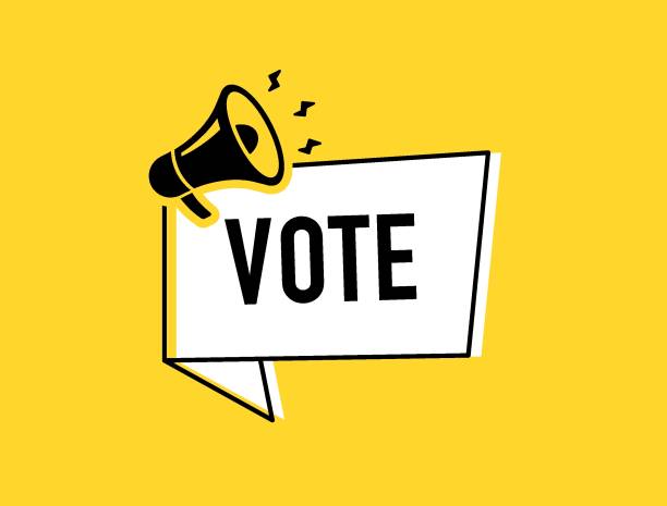 istock Megaphone with vote speech bubble. Loudspeaker. Banner for business, marketing and advertising. Vector illustration. 2195774108