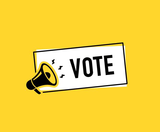 istock Megaphone with vote speech bubble. Loudspeaker. Banner for business, marketing and advertising. Vector illustration. 2195774111