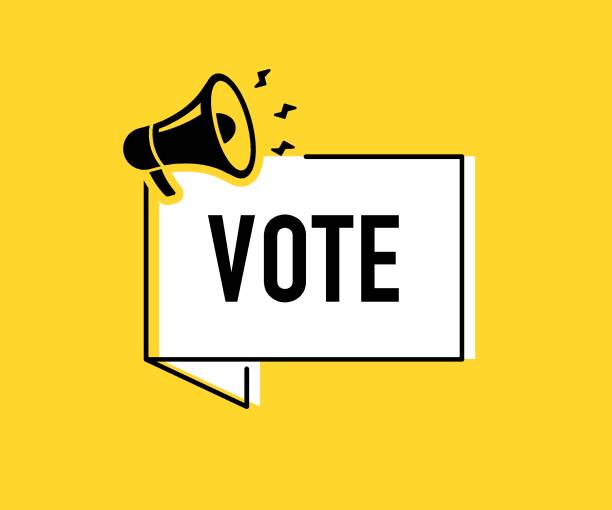 istock Megaphone with vote speech bubble. Loudspeaker. Banner for business, marketing and advertising. Vector illustration. 2195774122