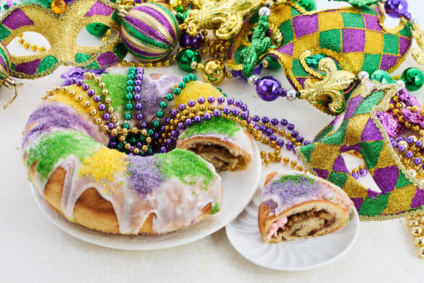istock Mardi Gras Celebration. Colorful Mardi Gras King Cake 2195774205