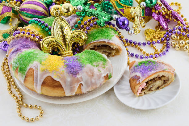 istock Mardi Gras Celebration. Colorful Mardi Gras King Cake 2195774381