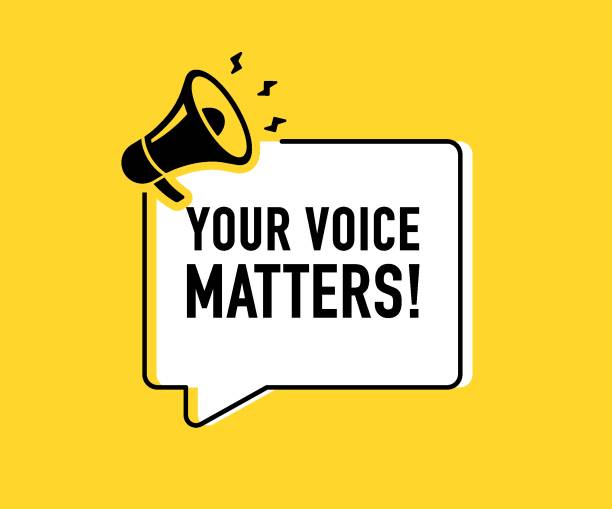 istock Megaphone with your voice matters speech bubble. Loudspeaker. Banner for business, marketing and advertising. Vector illustration. 2195775807