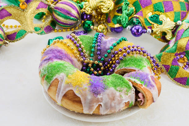 istock Mardi Gras Celebration. Colorful Mardi Gras King Cake 2195776142