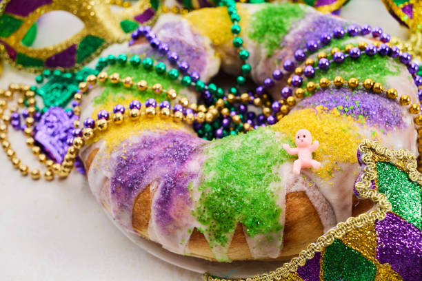istock Mardi Gras Celebration. Colorful Mardi Gras King Cake 2195776569