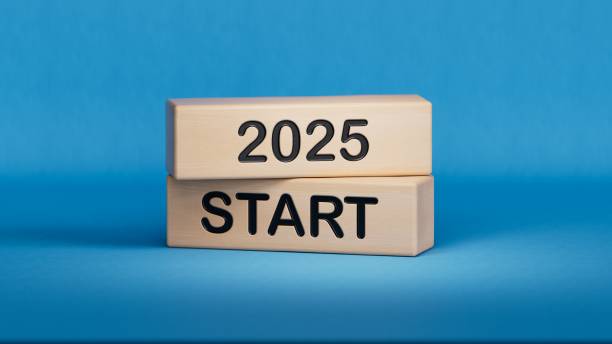 istock 2025 START. Cubes with text 2025, plan, goal, action. to do list and plan for next year. New year goals 2024. Starting to new year.3D rendering on blue background. 2195777192