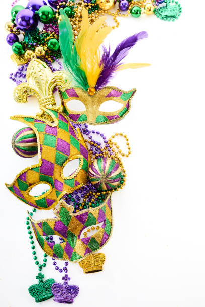 istock Vibrant Mardi Gras masks and beads. Mardi Gras Masks 2195777891
