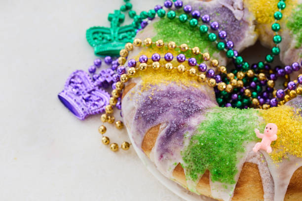 istock Mardi Gras Celebration. Colorful Mardi Gras King Cake 2195778843