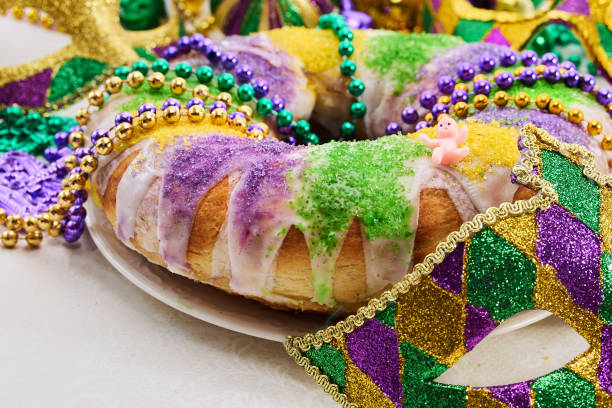 istock Mardi Gras Celebration. Colorful Mardi Gras King Cake 2195778856