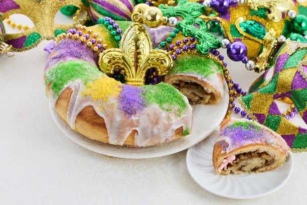 istock Mardi Gras Celebration. Colorful Mardi Gras King Cake 2195780916