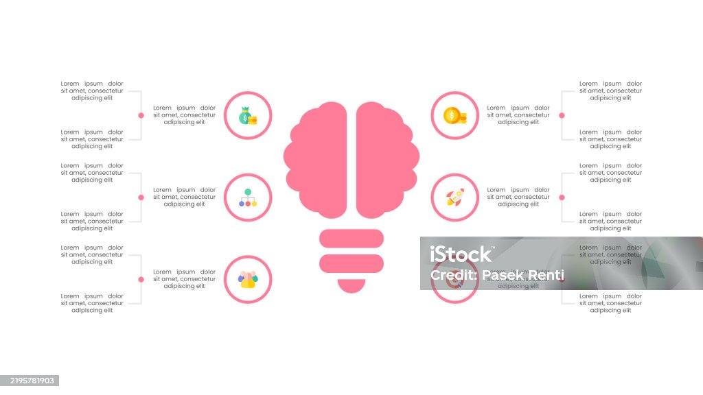 Mind Map Diagram Infographic With 6 Steps Stock Illustration - Download ...