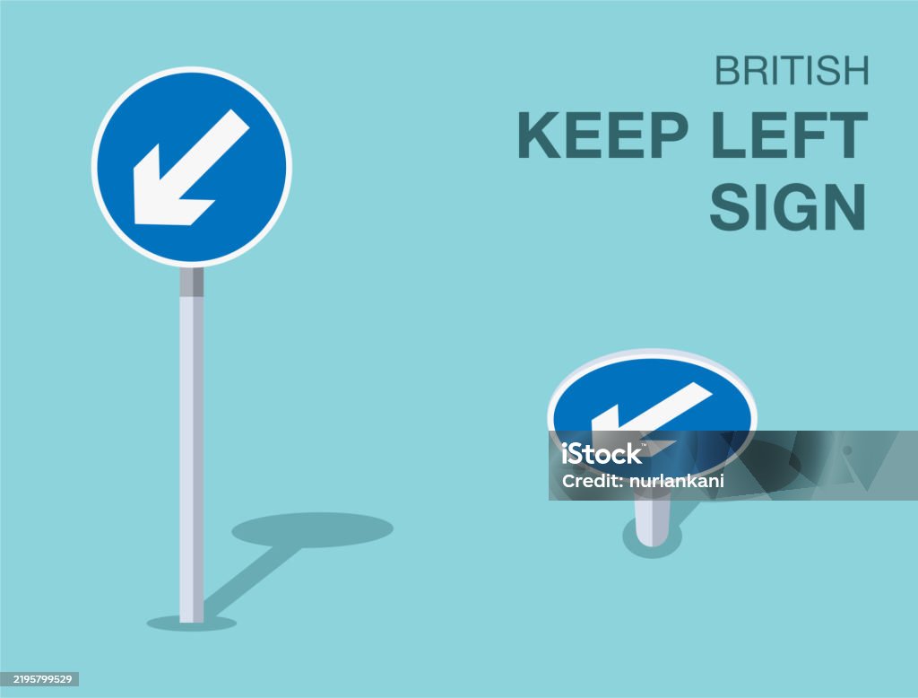 Keep Left Sticker Traffic Regulation Rules Isolated British Keep Left Road Sign Front And ...