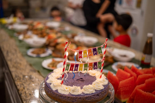Two female friends celebrating birthday party
