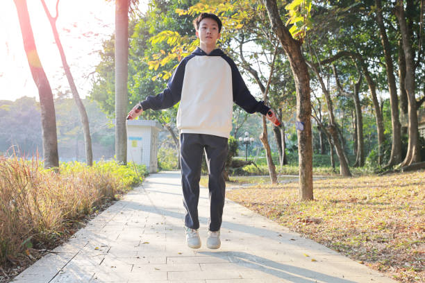 istock Young boy is skipping the rope 2195804435