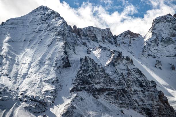 Free Stock Photo of Snow Covered Mountain Under Partly Cloudy Sky ...