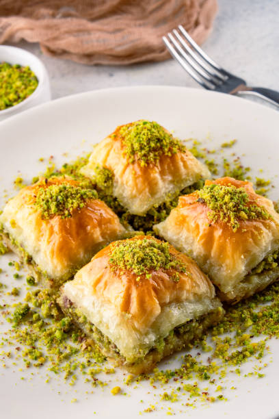 istock Traditional Turkish dessert baklava with pistachios 2195812158