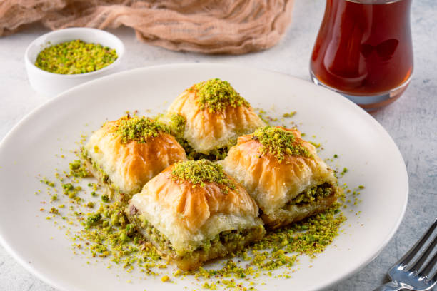 istock Traditional Turkish dessert baklava with pistachios 2195812210