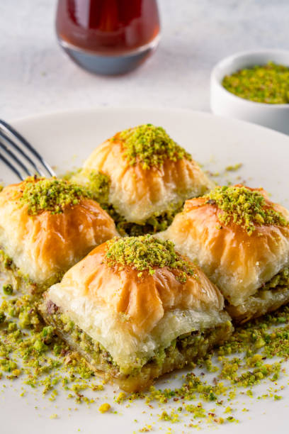 istock Traditional Turkish dessert baklava with pistachios 2195812233