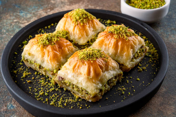 istock Traditional Turkish dessert baklava with pistachios 2195812238