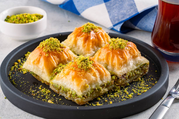 istock Traditional Turkish dessert baklava with pistachios 2195812328