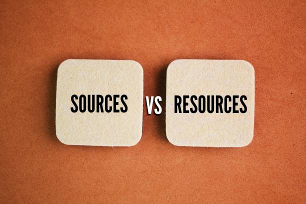 istock Two words sources vs resources. A source is a place or person from which you can obtain something useful or valuable 2195813096