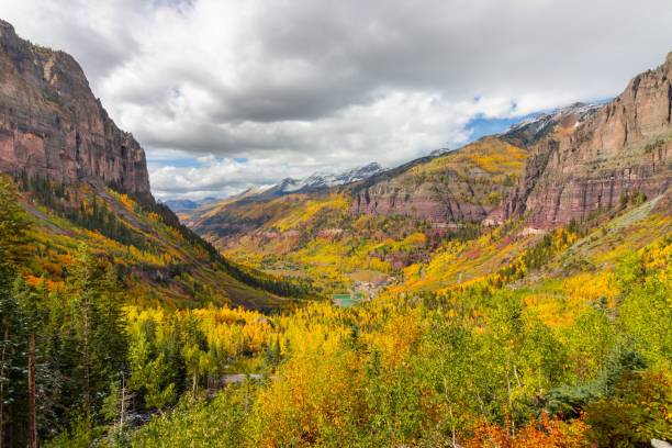 istock Scenic autumn valley with rocky mountains. 2195814645