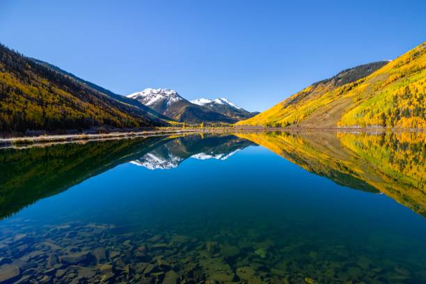 istock Mountain landscape with autumn reflections. 2195815651