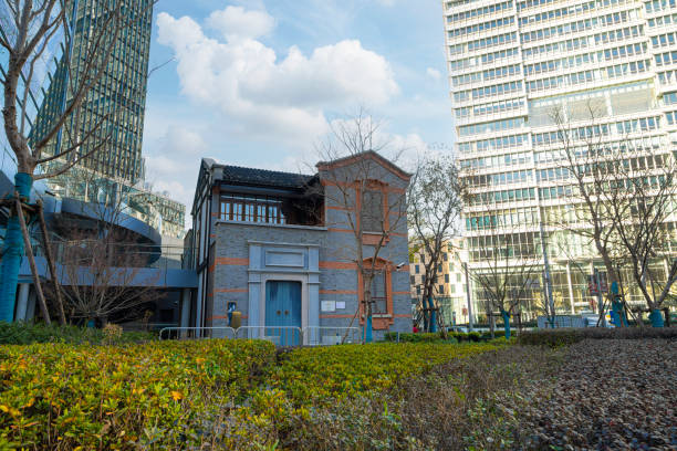 Shanghai, China. January 10, 2025. external view of the house of Nie Er, composer of the national anthem of the popular republic of china March of the volunteers in the city center