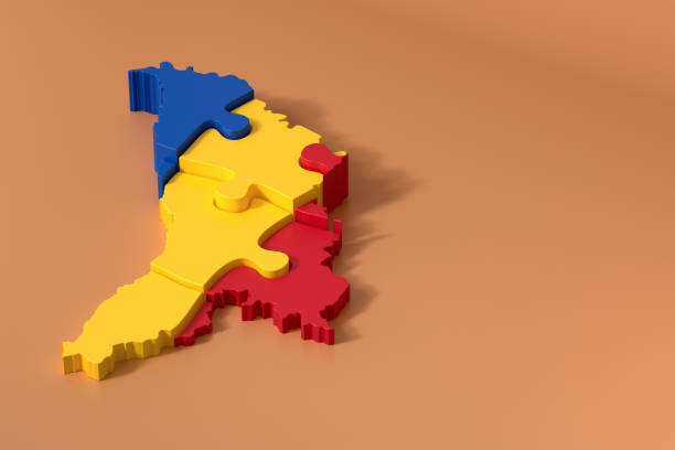 istock Moldova map puzzle with separated regions forming the country 2195821237