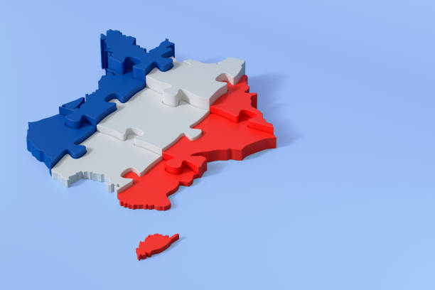 istock France puzzle map forming french flag on blue background 2195821340