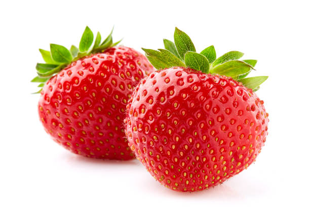 istock Strawberry in closeup on white background 2195821517