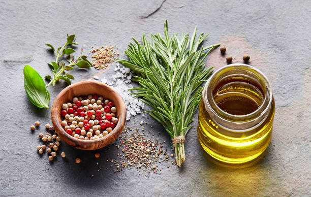 istock Herbs and spices with oil 2195822434