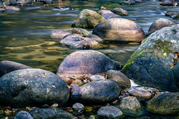 Pebbles in Arenal river. Sierra de Gredos. Avila.