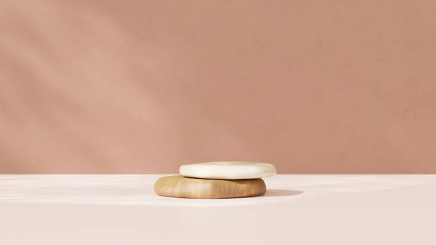 istock An empty product display scene featuring a minimalist wooden podium, illuminated by the morning sun in landscape 2195823495