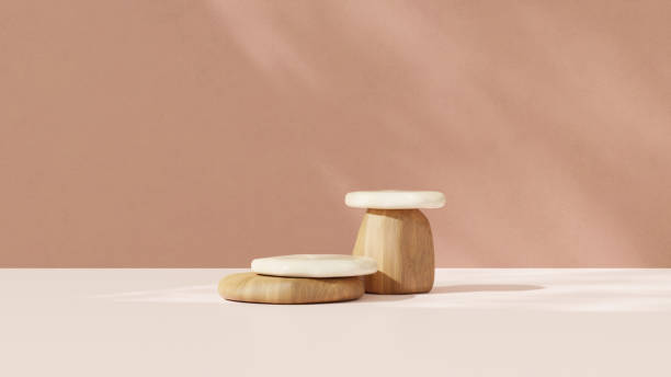 istock An empty product display scene featuring a minimalist wooden podium, illuminated by the morning sun in landscape 2195823524