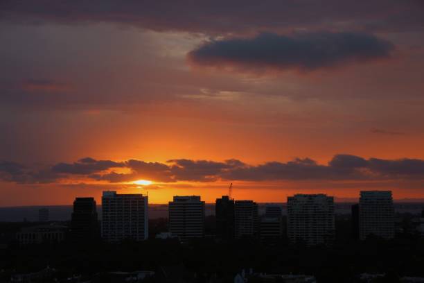 istock Sunset over St kilda road and port Phillip bay 2195828665