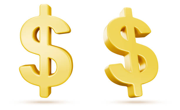 stockillustraties, clipart, cartoons en iconen met golden 3d dollar signs from different angles - dollarteken