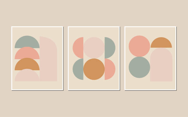 istock Mid Century Modern Art, Set of 3, Neutral Wall Art, Minimal geometric composition, best use in web design, business card, invitation, poster, textile print. 2195833114