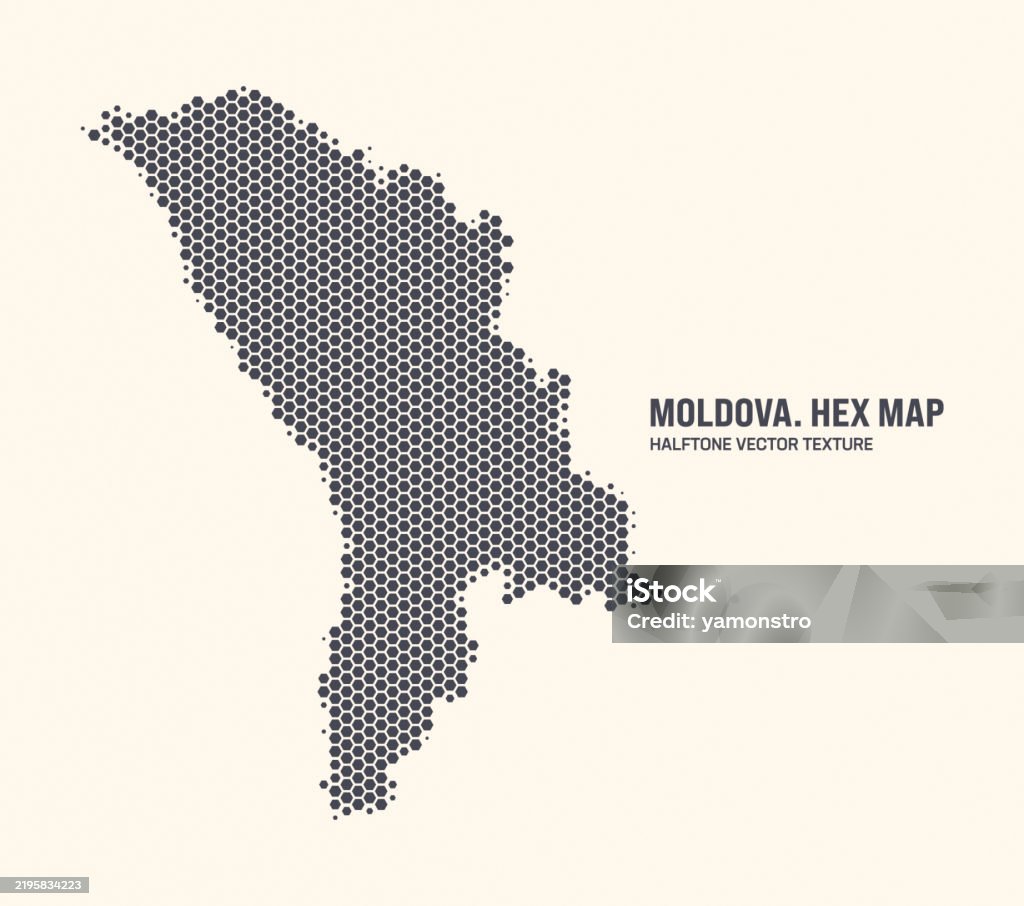 Moldova Map Vector Hexagonal Half Tone Pattern Isolated On Light ...