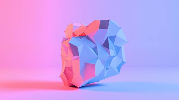 istock Abstract Polygonal Cloud with Metallic Droplets on Blue Background 2195839740
