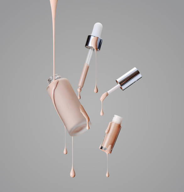istock Aesthetic Floating foundation Makeup Products Featuring Beautiful Liquid Drips for a Chic Look 2195841365