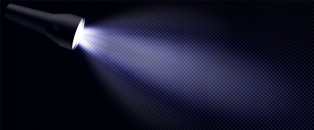 Flashlight Beam Effect With Black Metallic Torch Stock Illustration ...