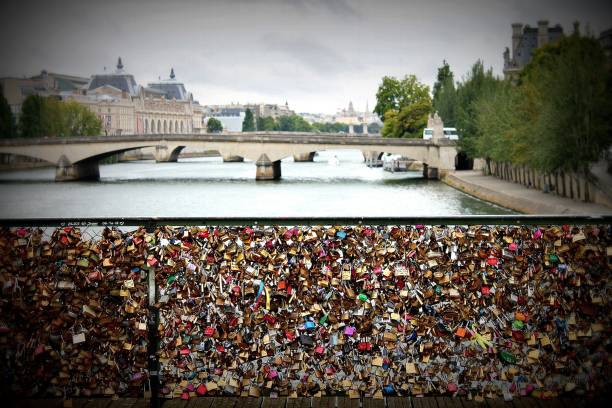 istock Pont des Arts with Love Locks Overlooking Seine River (Paris, France) 2195850048