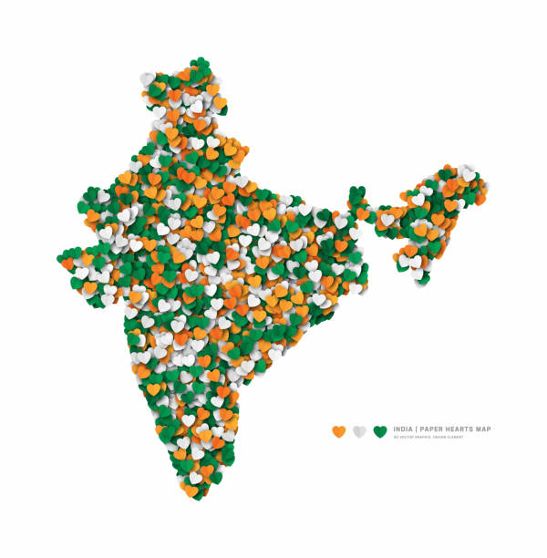 istock India Map From Scattered Paper Hearts In Colors Of National Flag Isolate Vector 2195851826